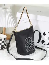 バケットバッグ レディース ミニバッグ 斜め掛け ショルダーバッグ ハンドバッグ ナイロン キャンバス チェーン カジュアル