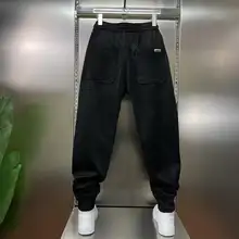 ストライプデザインのメンズカジュアルパンツ【伸縮性・リブ付き・春用】