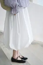 花苞スカート【優しい雰囲気・白・中長丈・個性的デザイン】