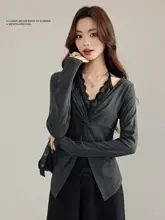 レース長袖Tシャツ【秋用・デザイン性・女性用・インナー重ね着対応】