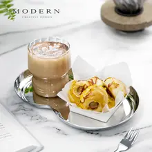 北欧スタイル ステンレス製8字トレイ【高級感・家庭用・デザートプレート】