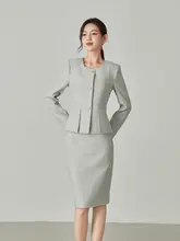 高級感ある小香風上着とタイトスカート【オフィス・ビジネスシーン対応】（セットアップ対応）