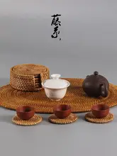 ベトナム手作り ラタン製コースター【北欧風・熱隔離・茶器用・テーブルマット】