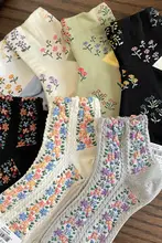 春の新作コットンソックス【かわいい麻花柄・小花模様・通気性良好・短丈】