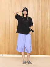 ヒップホップスタイルの反射素材ショートパンツ【速乾・ラフなデザイン・レイヤード対応】（セットアップ対応）