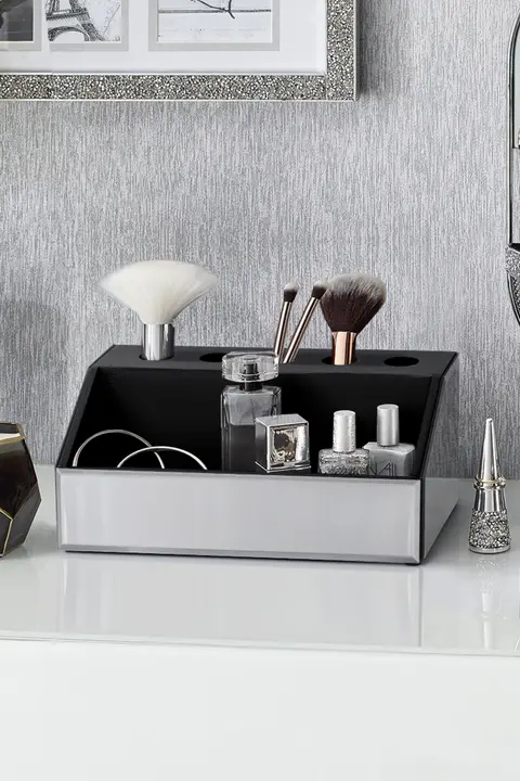 化粧品収納ボックス【デスクトップ用・重ねて使える・移動可能・口紅・香水・化粧ブラシ用】