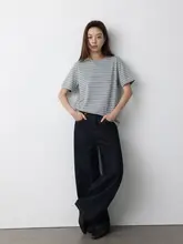 春夏向け ストライプ クルーネック 半袖Tシャツ【極上の柔らかさ】