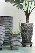 大型植木鉢 床置き 北欧風 観葉植物用 花器 ウェーブ おしゃれ ホテル インテリア