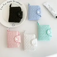 Hisocute シンプルな学生用カードケース【可愛い雲デザイン・ボタン付き・小型コインケース】