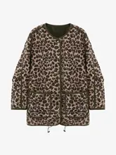 レディース 丸首 リバーシブルジャケット【秋用・レオパード柄・上着】