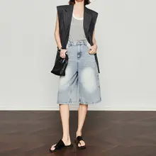 デニムハーフパンツ【レトロスタイル・女性用・チクチクしない】