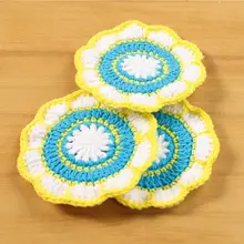 棉糸編みの爽やか花瓶マット【カップマット付き】