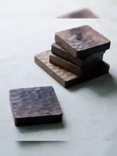 日式黒胡桃製杯垫【ウッドカット・亀模様・耐熱・防滑】