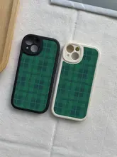 グリーンチェック柄レトロ風スマートフォンケース【iPhone・Huawei・Xiaomi・OnePlus対応】