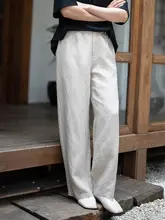 夏用ワイドパンツ【麻混・ウエストゴム・ストレートシルエット】