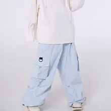 男女兼用 スポーティーなスノーパンツ【ブルー・ピンク・ゆったりサイズ・耐摩耗】