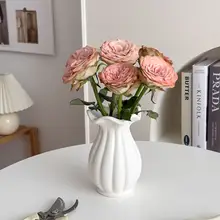 白色 瓷製 フラワーベース【フレンチスタイル・モダン・シンプルデザイン】