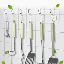 強力な粘着式透明フック【キッチン・バスルーム用・穴あけ不要】