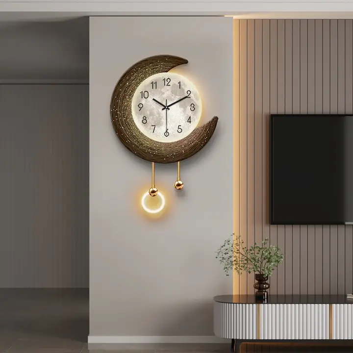 月のデザイン 壁掛け時計【モダンスタイル・リビングルーム用・創造的なアート】
