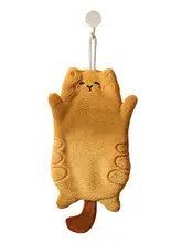 かわいい猫デザインのミニマルなハンドタオル【吸水速乾・キッチン用・フック付き】