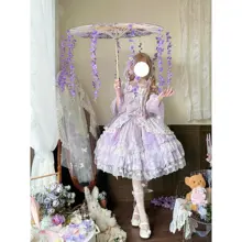 ロリータスタイルのストラップドレス【中華風・フラワープリント・デザインドレス】