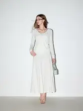 Vネックフード付き長袖Tシャツとロングスカート【春用・スタイリッシュ・タイトフィット】（セットアップ対応）