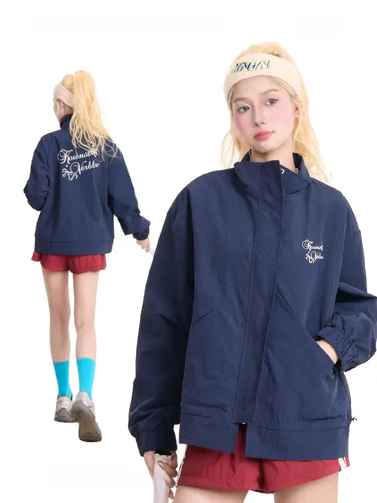 秋用 レディース カジュアル ミリタリージャケット【立ち襟・ロゴプリント・ゆったりフィット】