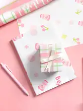 ラッピングペーパー リボン付き かわいい キャラクター柄 インスタ映え 誕生日 卒業 ギフト包装 プレゼント ハンドメイド ブックカバー