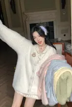 Blovelan 多色 毛茸々 厚手 ミンクファー カーディガン【スタイル・レディース】