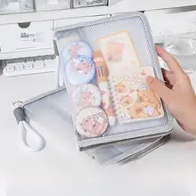 ファイルケース クリア 手提げ ファスナー式 大容量 厚手 防水 定規収納 文具入れ 書類 テスト 宿題 「Deli」