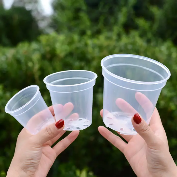 透明プラスチック製 ミニ育苗ポット【通気性・厚手・ラン用】