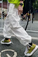 ホワイト ワークパンツ メンズ パンツ ジョガータイプ ゆったり 大きなポケット