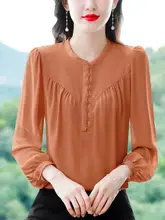 夏のシフォン長袖ブラウス【ゆったりシルエット・スタイリッシュデザイン】