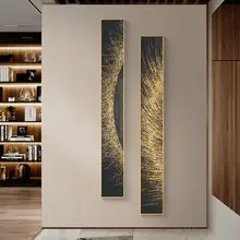 細長いモダンデザインの抽象アートパネル【リビングエントランス用・軽奢な装飾】