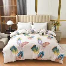 花柄デザインの全棉被カバー【スラブ織・春秋用・シングル＆ダブル対応】（セットアップ対応）