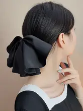 大きなリボンのヘアクリップ【黒・高級スプリングクリップ】