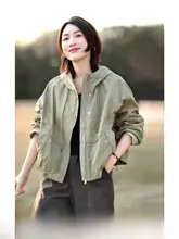 独特なカッティングのゆったりとしたカジュアルフード付きトレンチコート【春用】