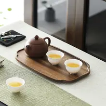 胡桃木製 カップマット付き茶盤【長方形デザイン・フルーツやデザートに最適】