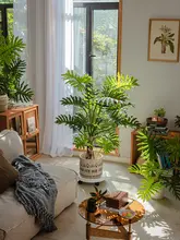 高級感のある春羽デザインの人工観葉植物【大型・室内用・落地式装飾】