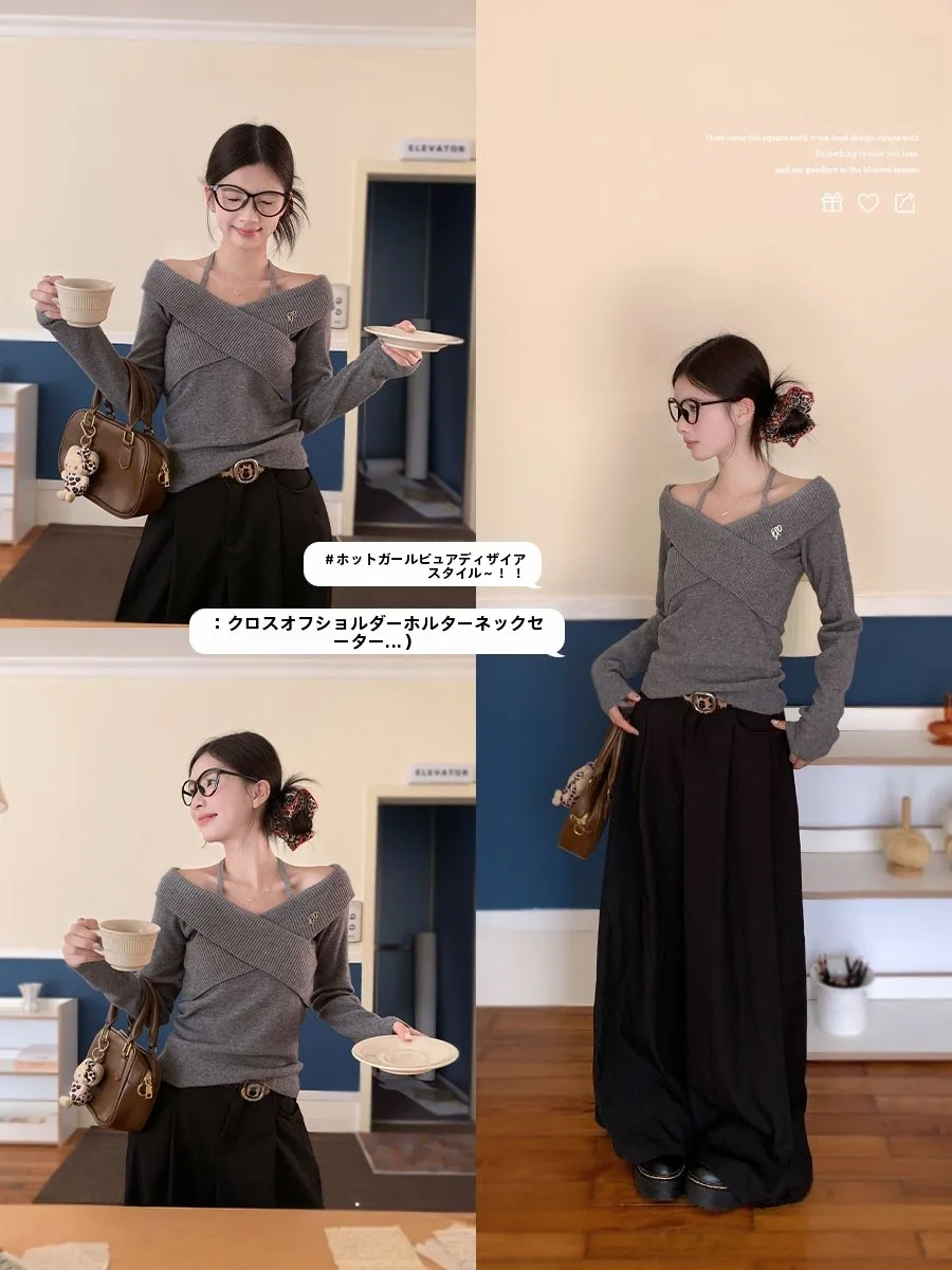 オフショルダー Knitトップス【秋冬用・斜め肩デザイン・極上の柔らかさ】