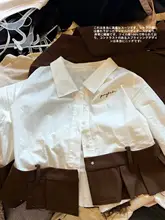 秋にぴったりの大きいサイズ シンプルな学院風シャツとスカートの二重構成（セットアップ対応）