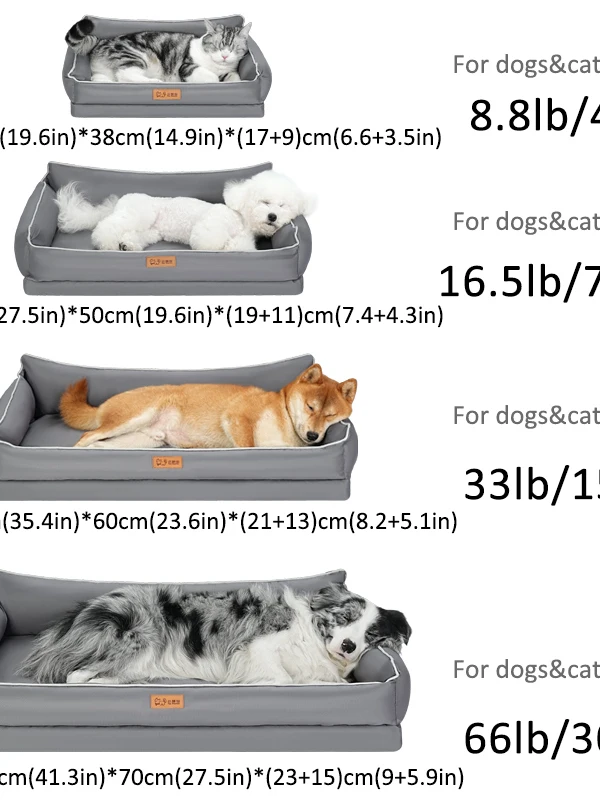 大型犬用ソファベッド：防水・洗濯可能で通年使用可能な高級ペットベッド