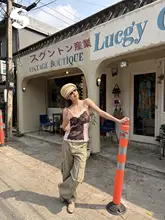 レースとサテンのコンビネーションノースリーブトップス【春夏用・体型カバー・ヴィンテージスタイル】