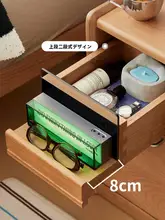ナチュラルな桜の木製ナイトテーブル【スリムデザイン・収納収納】
