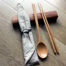 無塗装の長柄木製スプーン・箸・スープスプーン【旅行用・ポータブル・和風食器】（セットアップ対応）