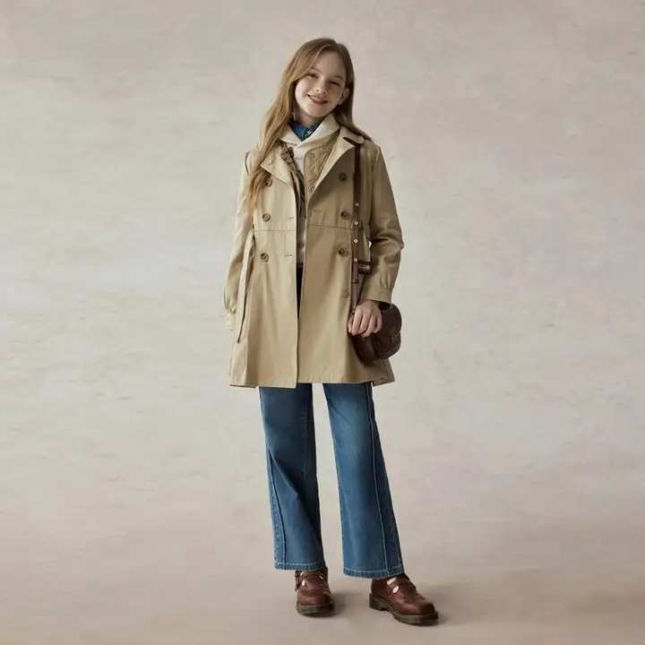 春秋用 女の子用コート【ダブルボタン・風防風ベスト】（セットアップ対応）