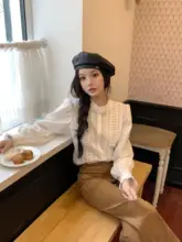 高腰コーデュロイ微フレアパンツ【1990  年代ヴィンテージ風・レディース】
