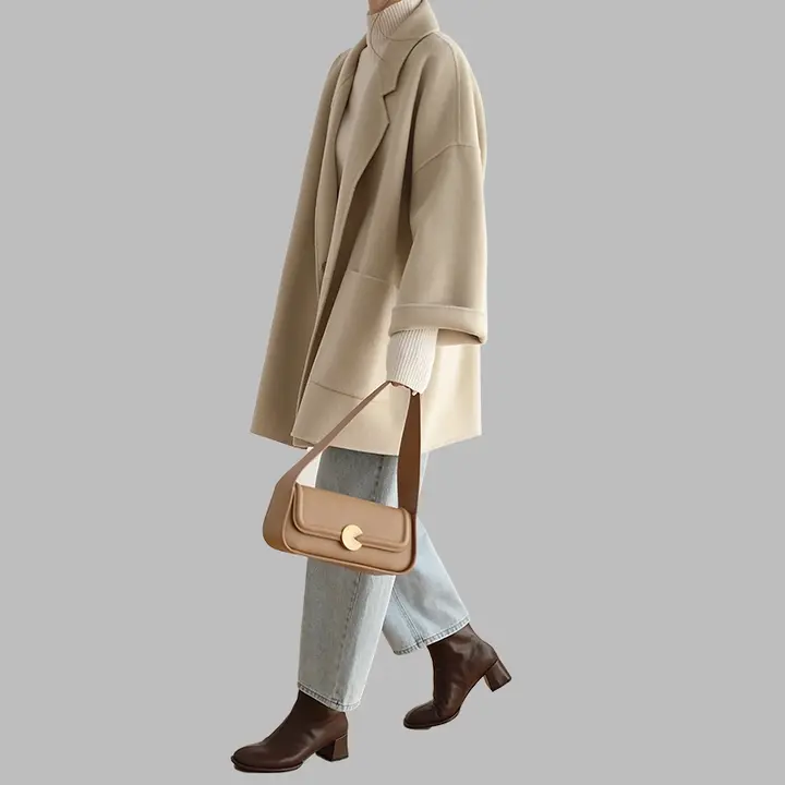 秋冬用 ウールダブルフェイスコート【女性用・ルーズフィット・小柄対応】