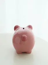 陶製 ペイシー豚貯金箱【かわいいピンク・インテリア装飾用】