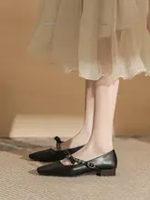 女性用 マリージェーンシューズ【ボタンデザイン・春秋用・低めヒール・黒】